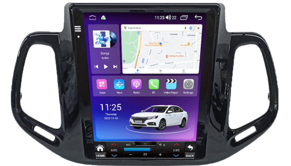 JEEP Compass (2016-2018) hatalmas "Tesla style" kijelzős Android Autóhifi fejegység magyar menüvel GPS navigációs wifi BT