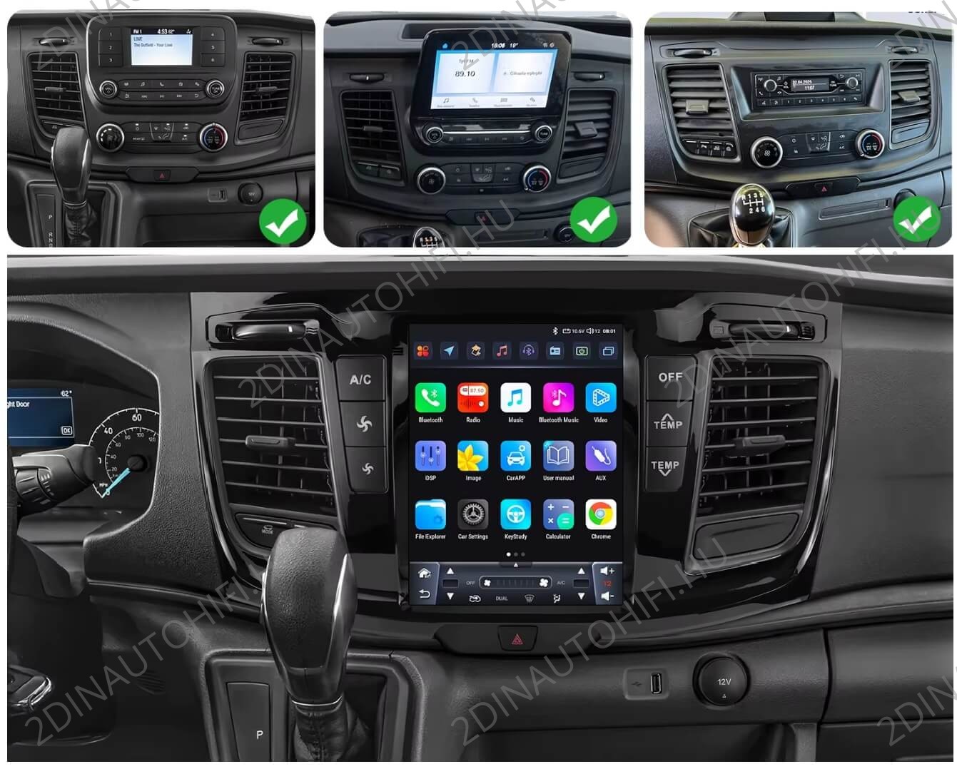 Ford Transit (2021-2023) hatalmas "Tesla style" kijelzős Android Autóhifi fejegység magyar menüvel GPS navigációs autórádió DSP wifi bluetooth - Image 6